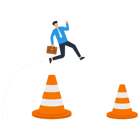 Overcome Business Obstacle Blocker Effort To Break Through Road Block Solution To Solve Business Problem Illustration