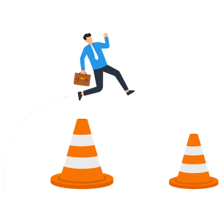 Overcome business obstacle, blocker  Illustration