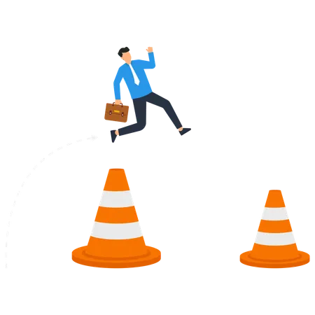 Overcome business obstacle, blocker  Illustration