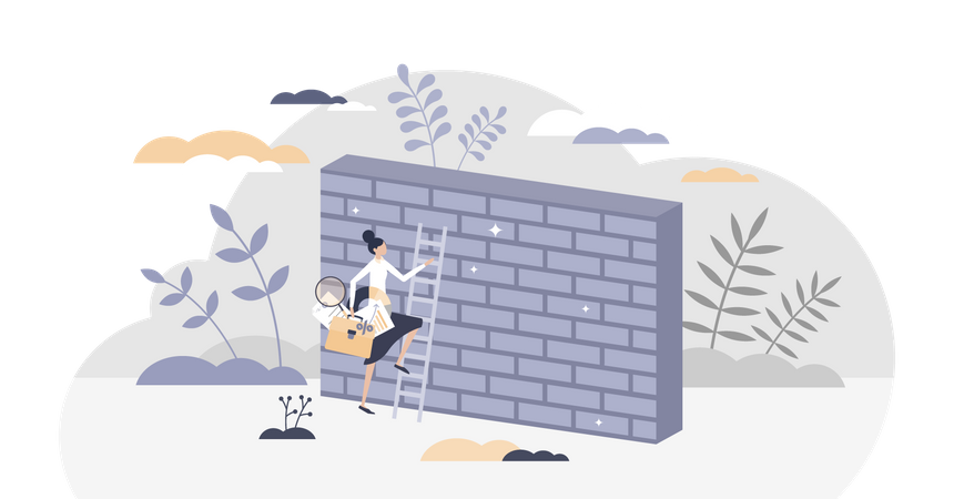 Overcoming obstacles or problem with business persistence Illustration