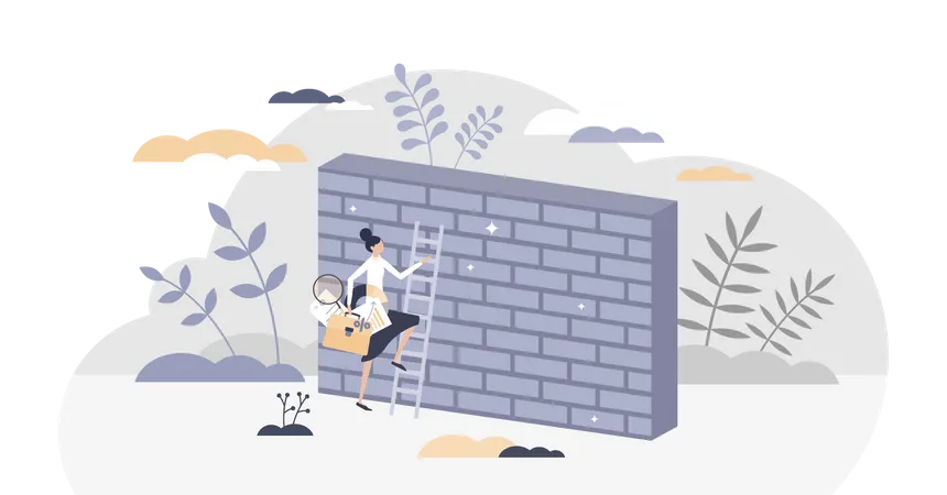 Overcoming obstacles or problem with business persistence Illustration