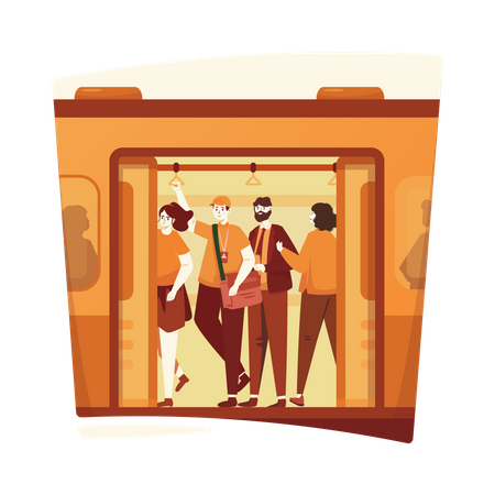 Overcrowded train passengers  Illustration