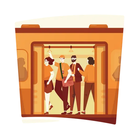 Overcrowded train passengers  Illustration