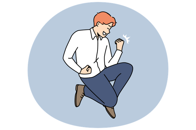 Overjoyed businessman celebrate success  Illustration