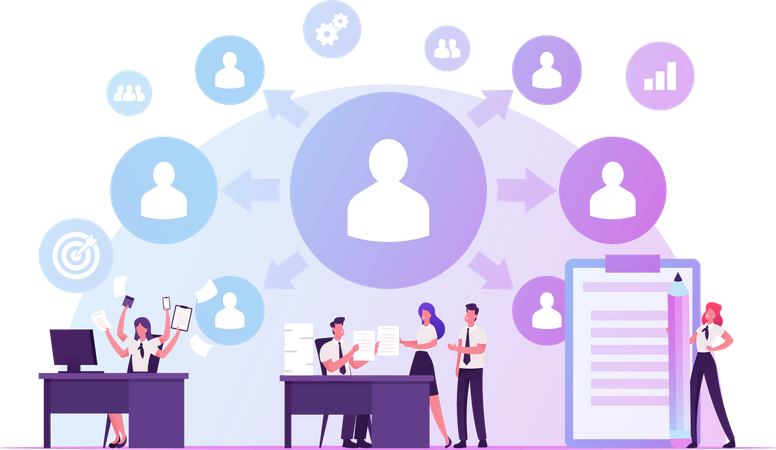 Overload Business Woman Delegate Tasks to Employees  Illustration