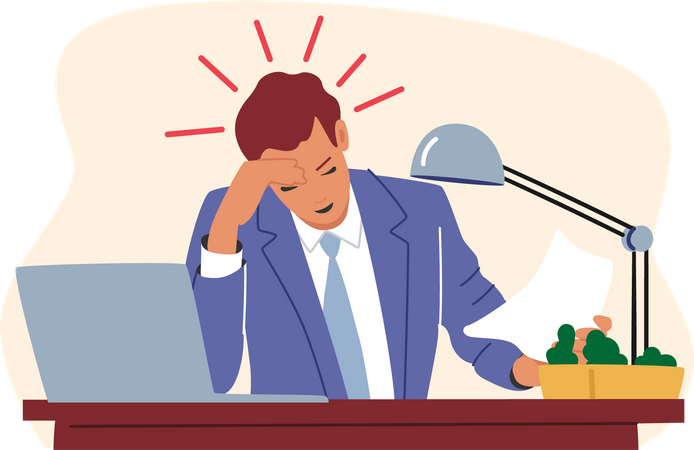 Overload stressed employee in office  Illustration