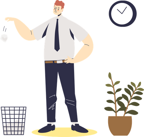 Overloaded stressed employee completing work Illustration