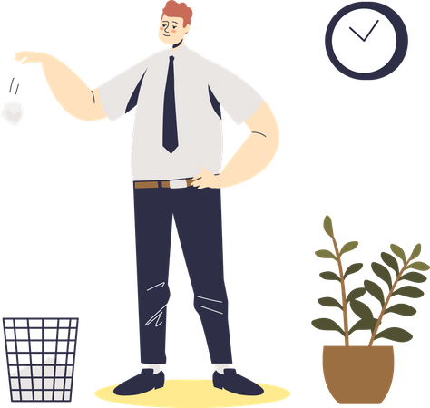 Overloaded stressed employee completing work  Illustration