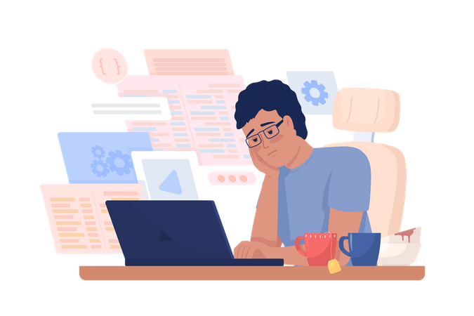 Overloaded with work software developer  Illustration