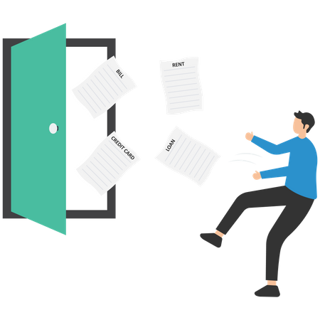 Overspend Causing Debt  Illustration