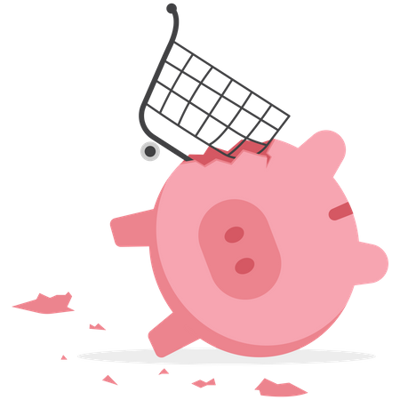 Overspending on shopping online causing debt  Illustration