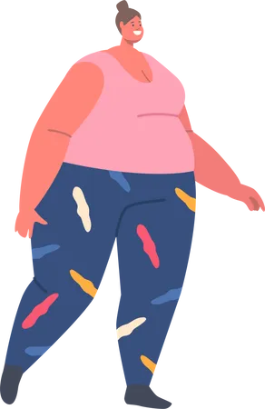 Overweight fat woman running Illustration