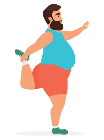 Overweight Male Doing stretching  Illustration