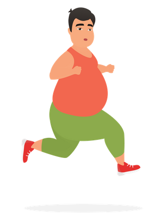 Overweight Man Doing Exercise  Illustration