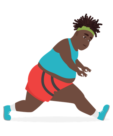Overweight Man Doing Workout  Illustration