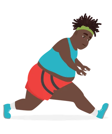Overweight Man Doing Workout  Illustration