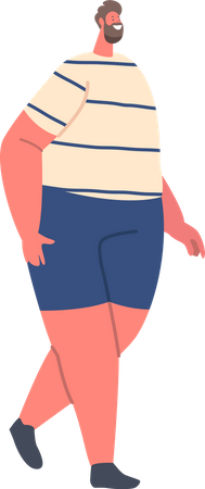 Overweight man running for weight loss  Illustration