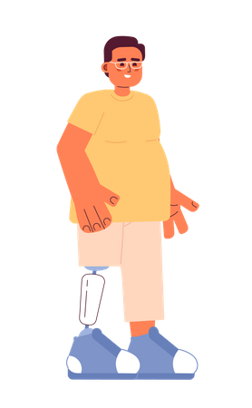 Overweight man with prosthetic leg  Illustration