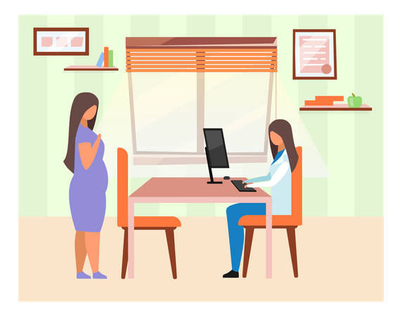 Overweight patient visiting nutritionist  일러스트레이션