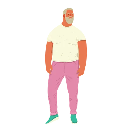 Overweight white bearded  Man Illustration