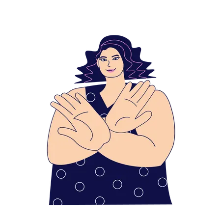 Overweight woman gesturing Break discrimination  Illustration