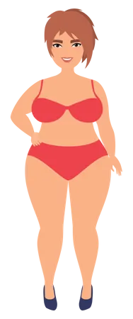 Overweight Woman In Swimming Suit  Illustration