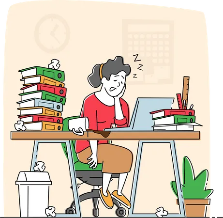 Overwork Burnout and Tiredness Illustration