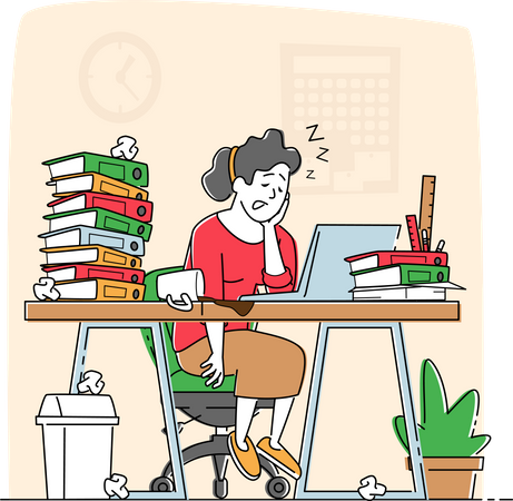 Overwork Burnout and Tiredness  Illustration