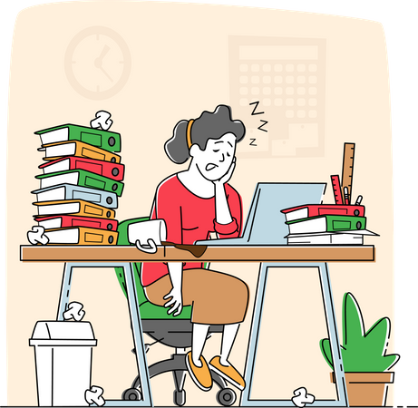Overwork Burnout and Tiredness  Illustration