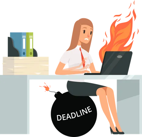 Deadline Characters Business Overworked People Illustration