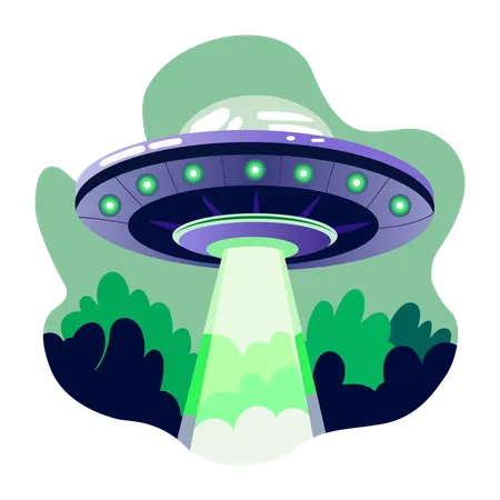 OVNI extraterrestre volando en el cielo  Ilustración