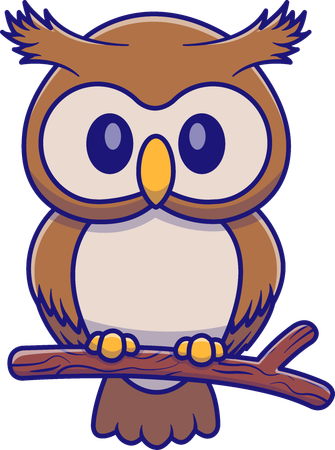 Owl Bird On Branch  Illustration