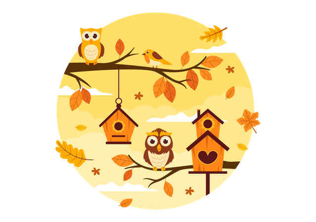 Owl on tree  Illustration