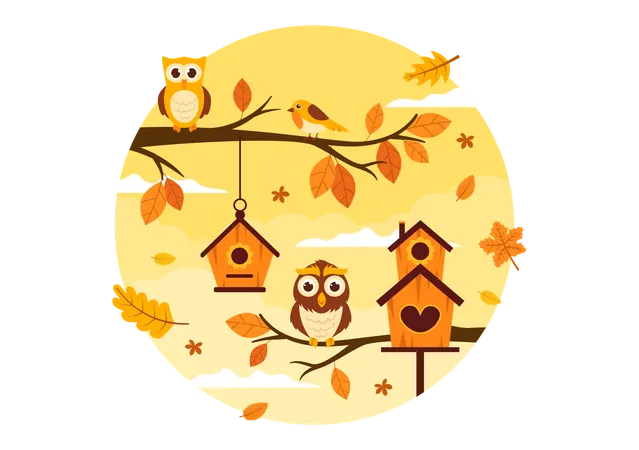 Owl on tree  Illustration