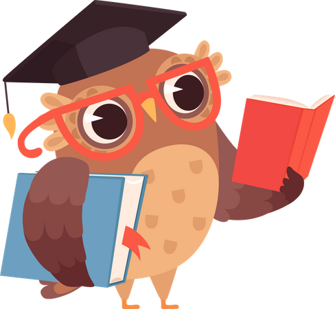 Owl reading book Illustration