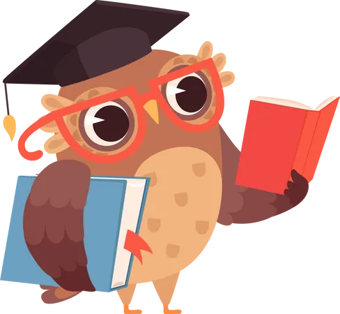 Owl reading book Illustration