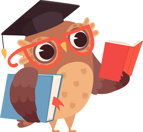 Owl reading book  Illustration