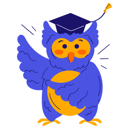 Owl With Graduation Hat  Illustration