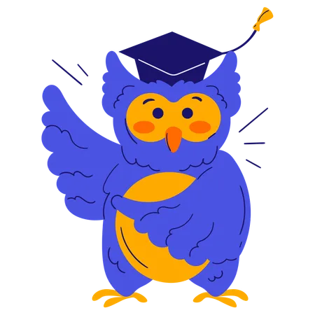 Owl With Graduation Hat  Illustration
