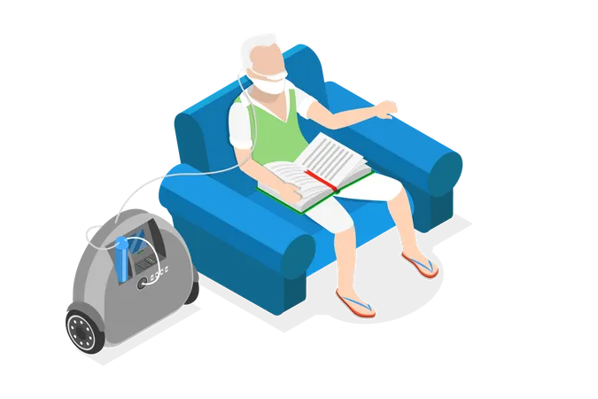 3 D Isometric Flat Vector Conceptual Illustration Of Oxygen Concentrator Medical Portable Device Illustration