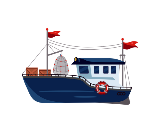 Ozeanfischboot  Illustration