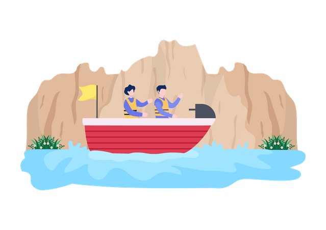 Paar auf Bootsfahrt  Illustration