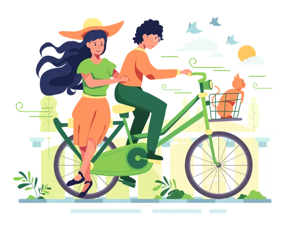 Paar auf Fahrrad  Illustration