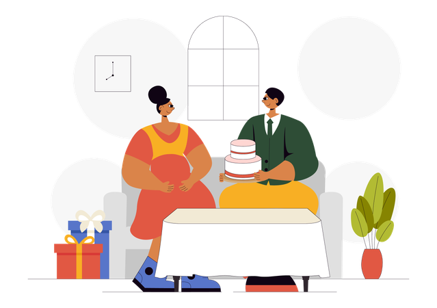 Paar bei der Babyparty-Feier  Illustration