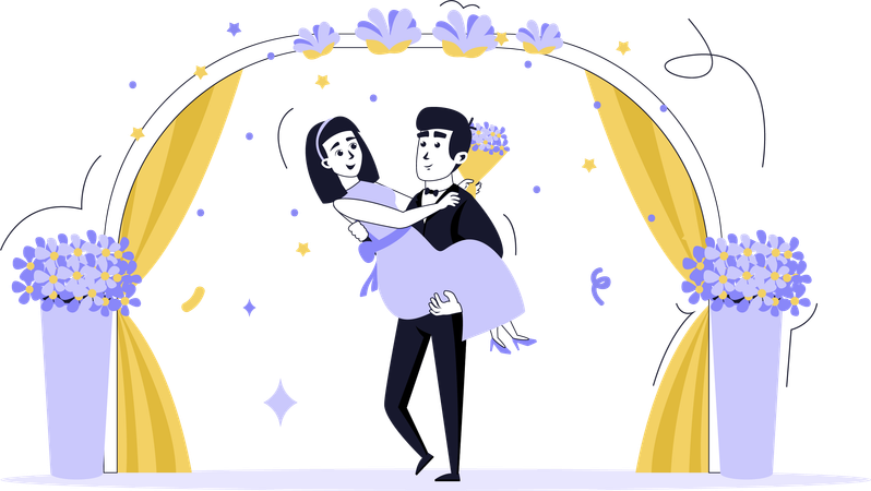 Paar bei der Hochzeit  Illustration