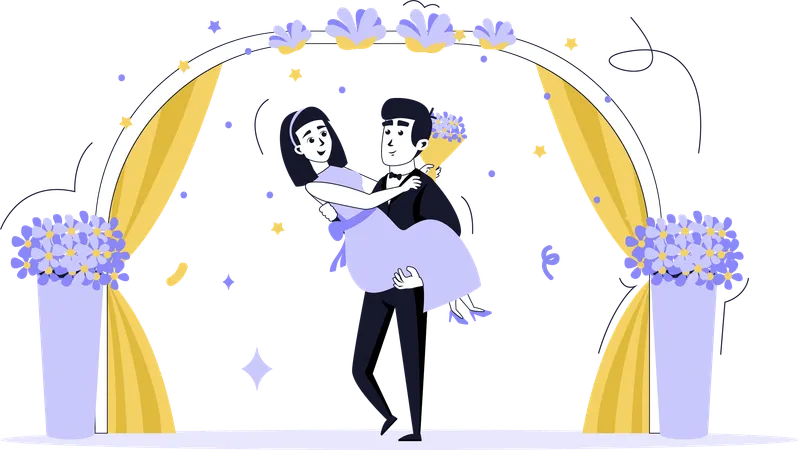 Paar bei der Hochzeit  Illustration