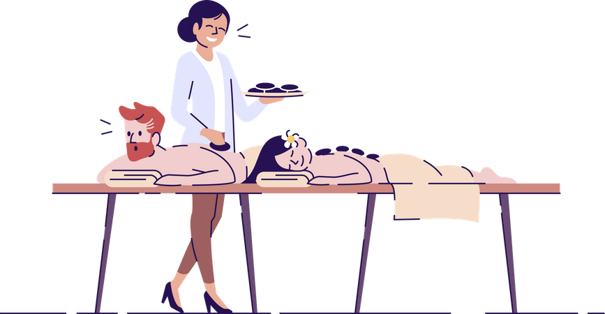 Paar bei der Massage  Illustration