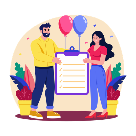 Paar bei der Mitgliedschaftsfeier  Illustration