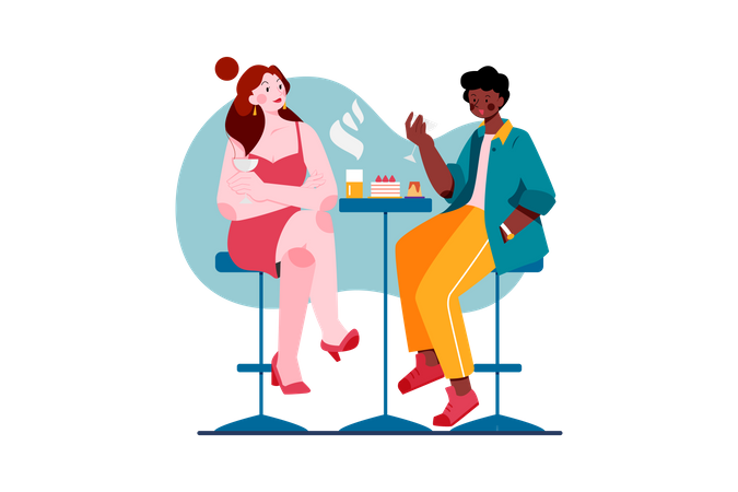 Paar bei einem Date am Wochenende  Illustration