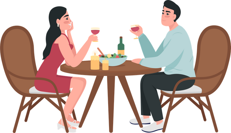 Paar bei romantischem Date  Illustration